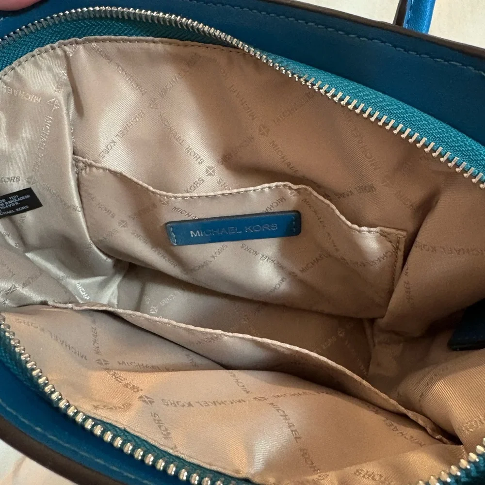 Michael Kors Teal Structured Leather Satchel